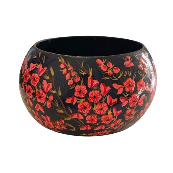 Vintage Hand Painted Wood Bangle Bracelet - Picture 2 of 6